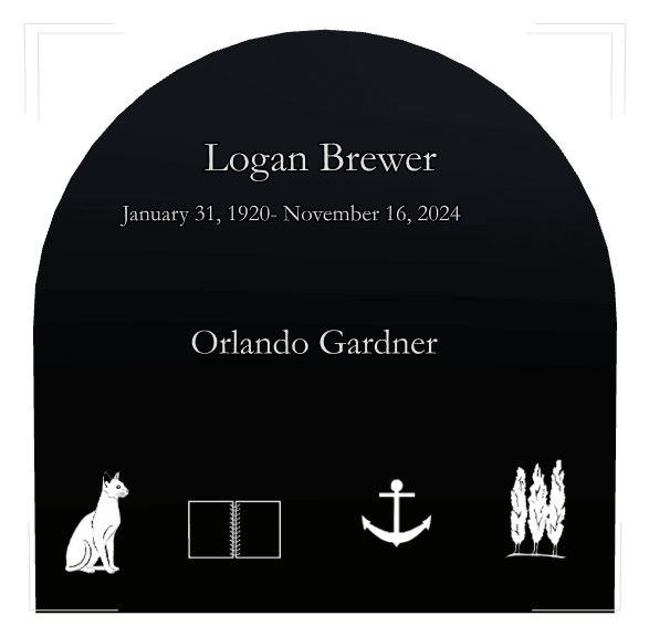 Half Round Laser-Etched Black Granite Headstone – Anchor Cat preview