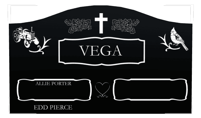 Serpentine Laser-Etched Black Granite Headstone – Bird Cross preview