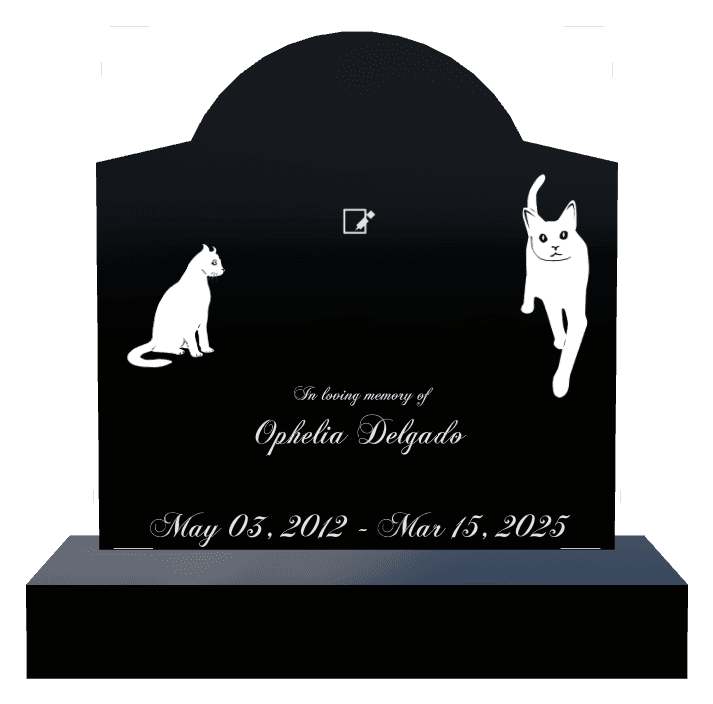 Curved Gable Laser-Etched Black Granite Headstone – In Loving Memory Headstone preview