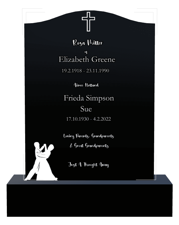Serpentine Laser-Etched Black Granite Headstone – Treasured Memories Headstone preview