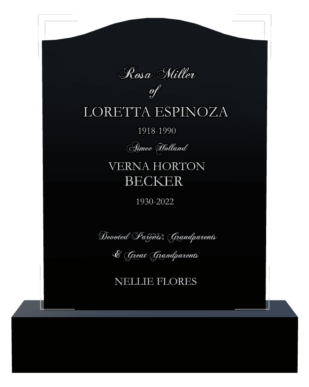 Serpentine Laser-Etched Black Granite Headstone – Treasured Memories preview