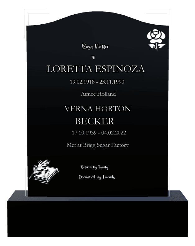 Serpentine Laser-Etched Black Granite Headstone – Treasured Memories preview