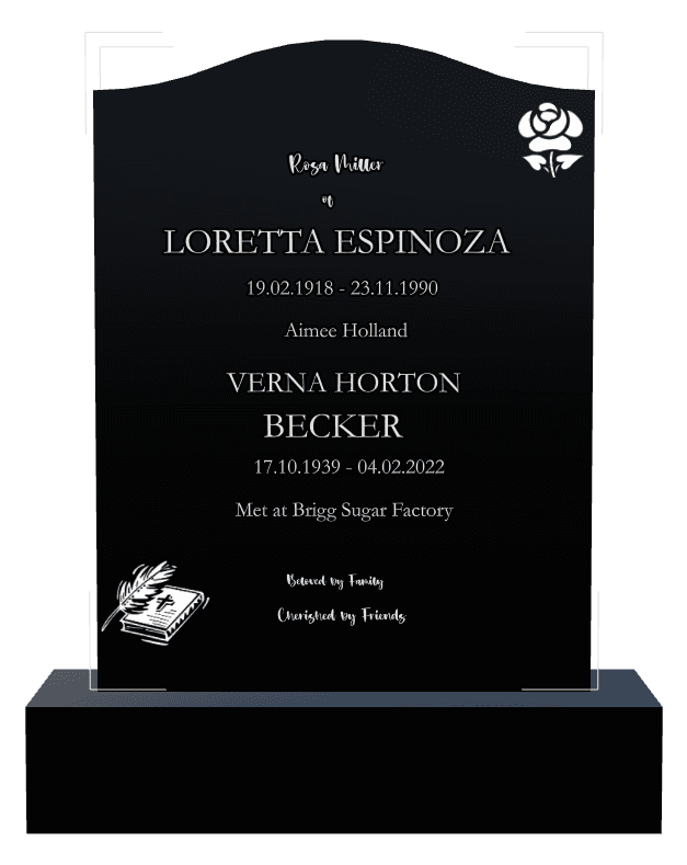 Serpentine Laser-Etched Black Granite Headstone – Treasured Memories preview