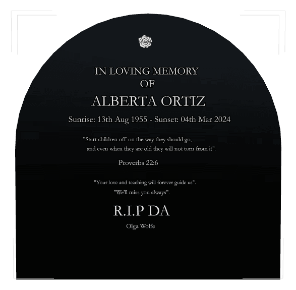 Half Round Laser-Etched Black Granite Headstone – In Loving Memory preview