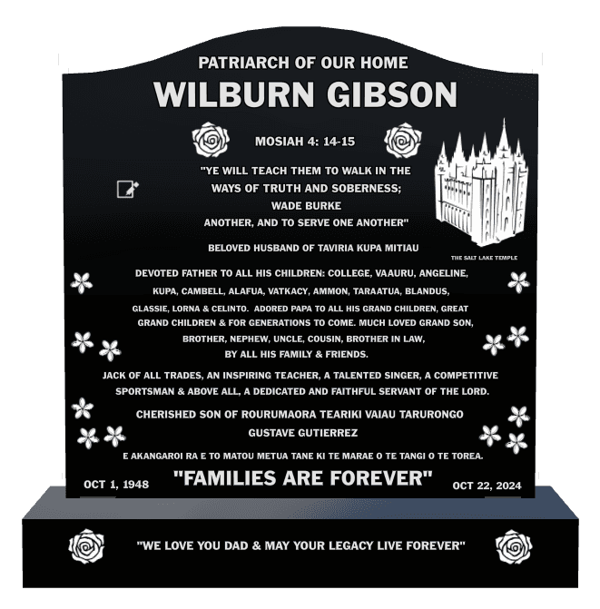 Serpentine Laser-Etched Black Granite Headstone – Much Loved preview