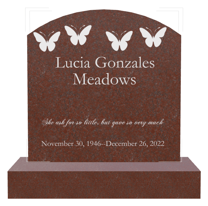 Curved Top Traditional Engraved Headstone – Butterflies preview
