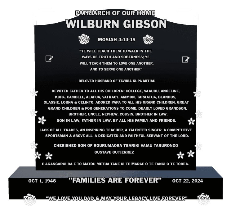 Serpentine Laser-Etched Black Granite Headstone – Devoted Father preview