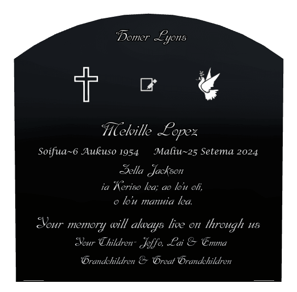 Curved Top Laser-Etched Black Granite Headstone – Cross Dove preview