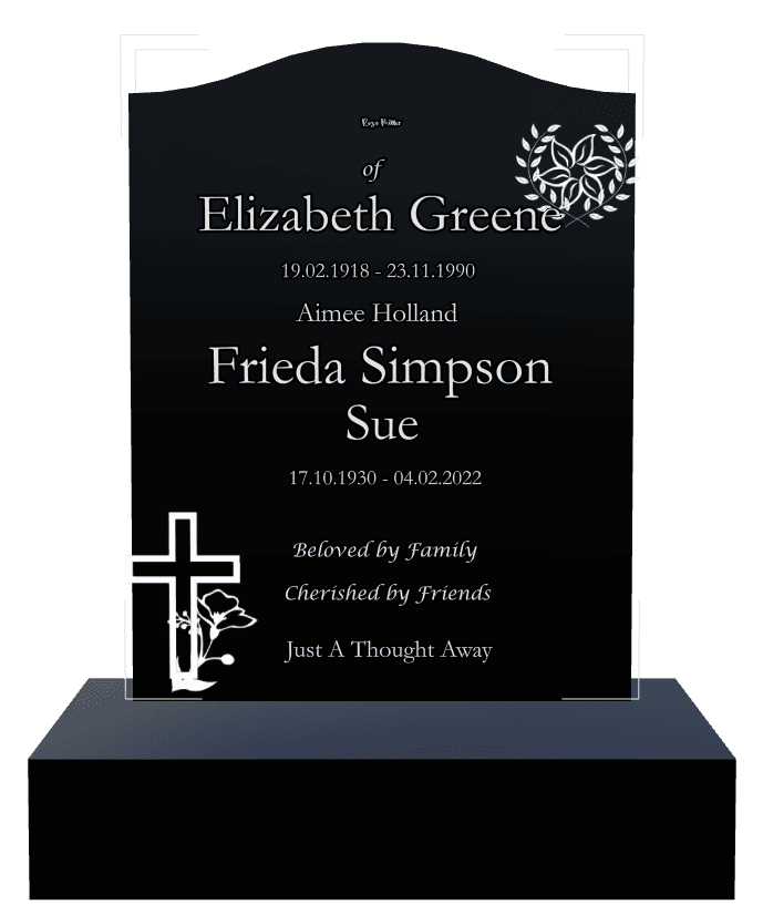 Serpentine Laser-Etched Black Granite Headstone – Treasured Memories preview