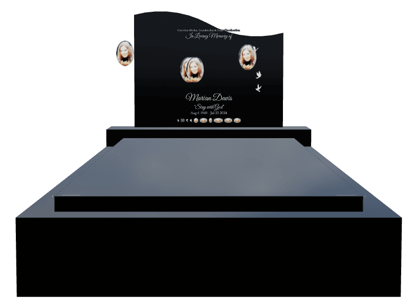 Serpentine Laser-Etched Black Granite Monument – In Loving Memory preview