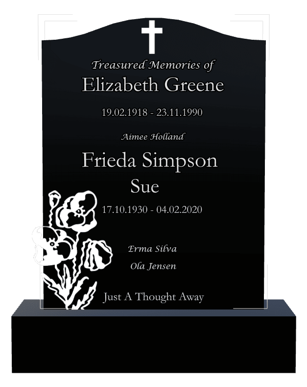 Serpentine Laser-Etched Black Granite Headstone – Treasured Memories preview