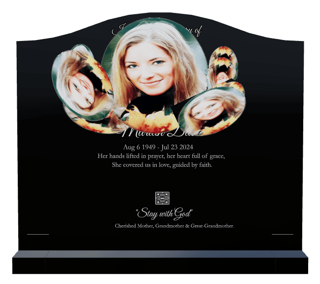 Serpentine Laser-Etched Black Granite Headstone – In Loving Memory preview