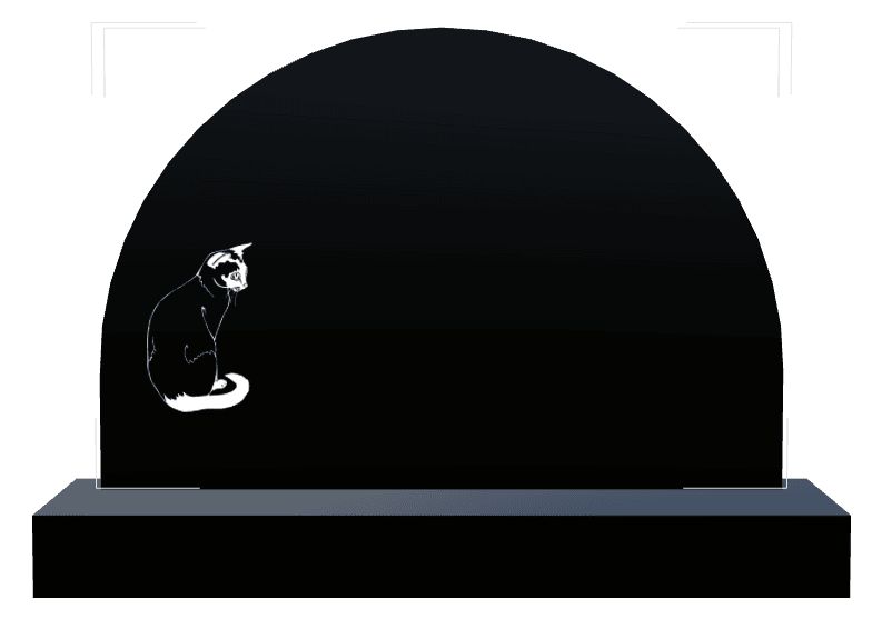 Half Round Laser-Etched Black Granite Headstone – Cat Headstone preview