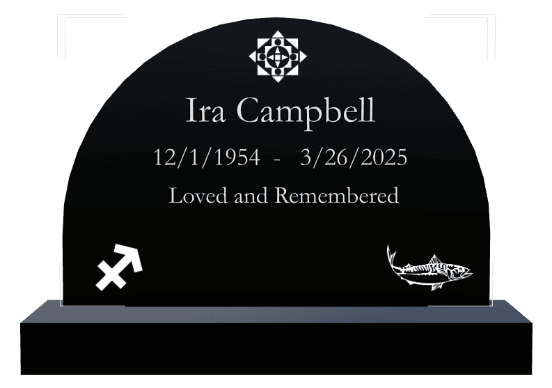 Half Round Laser-Etched Black Granite Headstone – Loved And Remembered preview