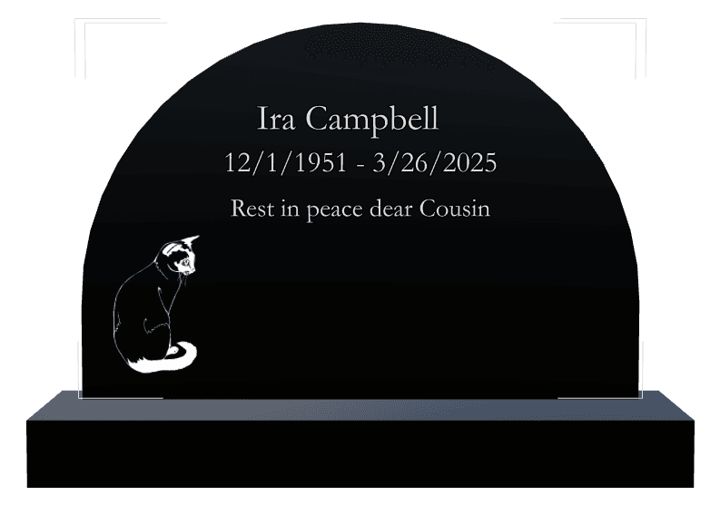 Half Round Laser-Etched Black Granite Headstone – Rest in Peace preview