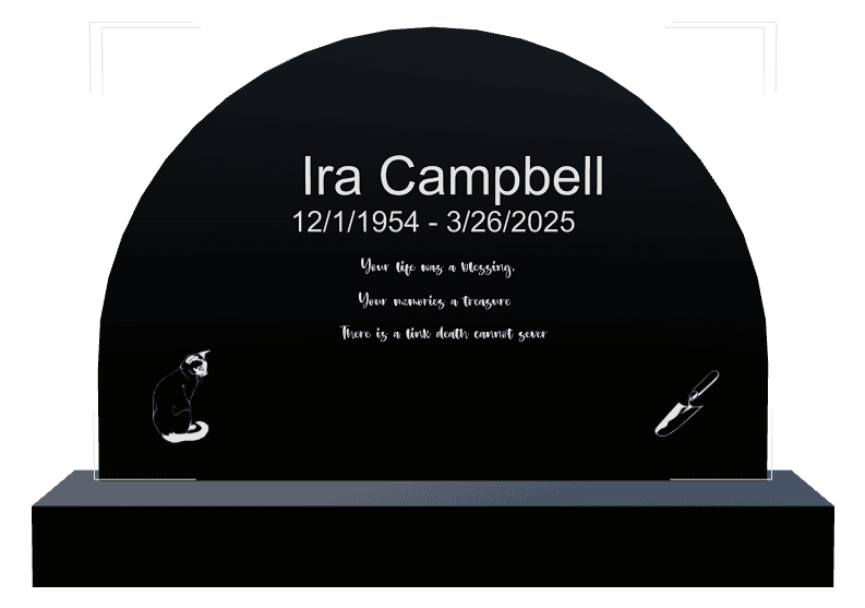 Half Round Laser-Etched Black Granite Headstone – Your Life Was a Blessing Headstone preview