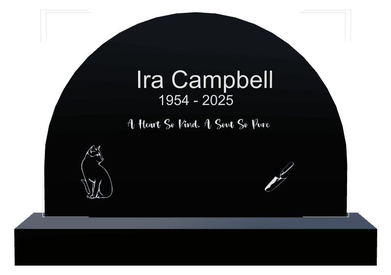 Half Round Laser-Etched Black Granite Headstone – Cat preview