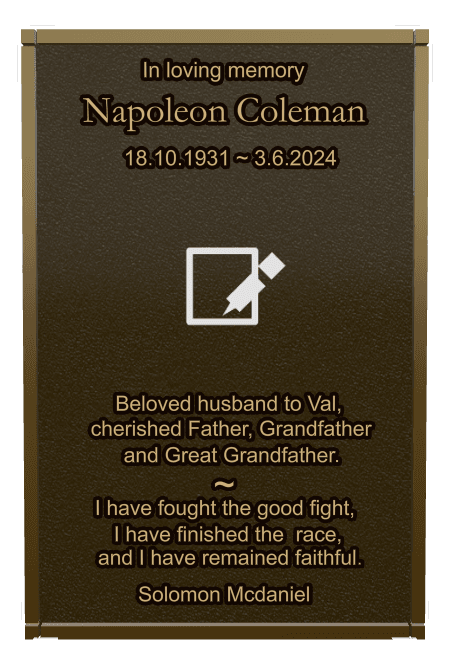 Rectangle (landscape) Bronze Plaque – Husband Memorial preview