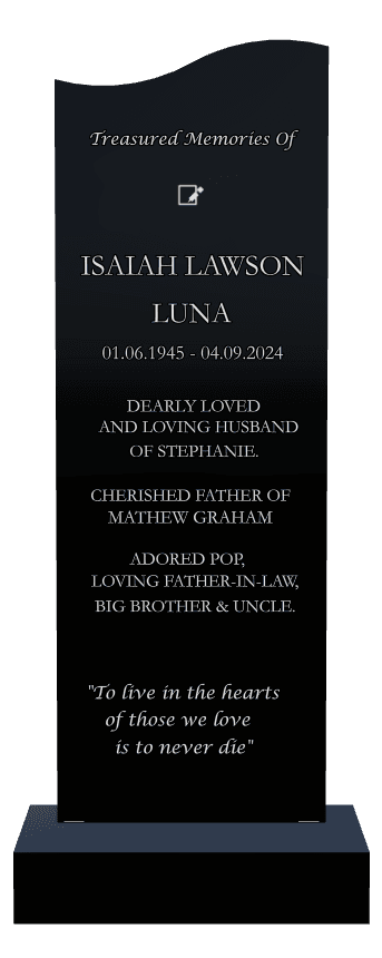 Right Wave Laser-Etched Black Granite Headstone – Loving Father preview
