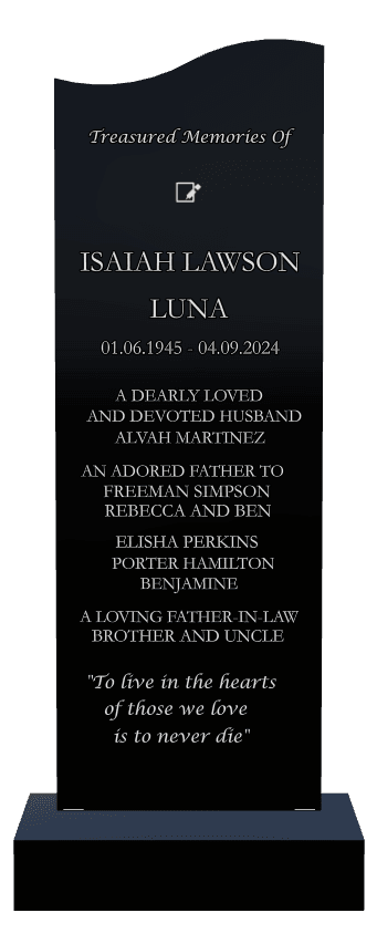 Right Wave Laser-Etched Black Granite Headstone – Loving Father Headstone preview