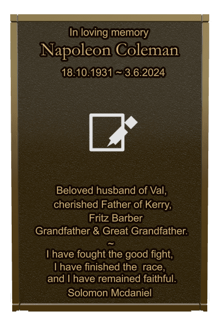 Rectangle (landscape) Bronze Plaque – Husband Memorial preview