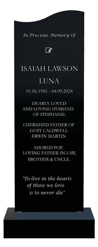 Right Wave Laser-Etched Black Granite Headstone – Loving Father preview