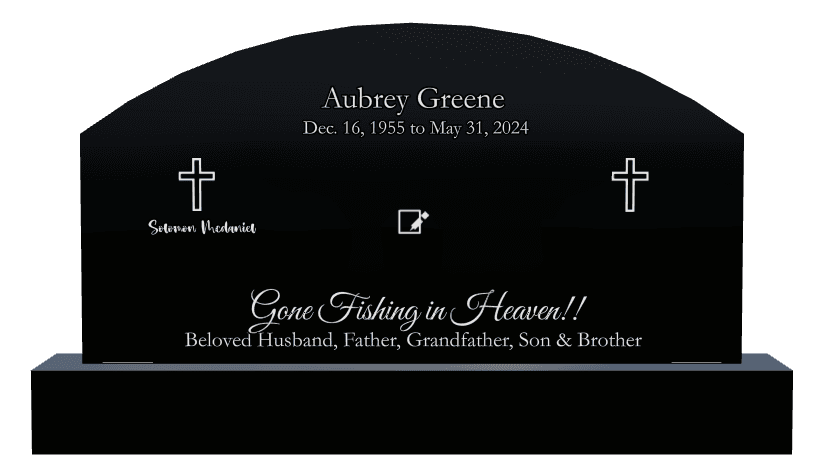 Curved Top Laser-Etched Black Granite Headstone – Timothy preview