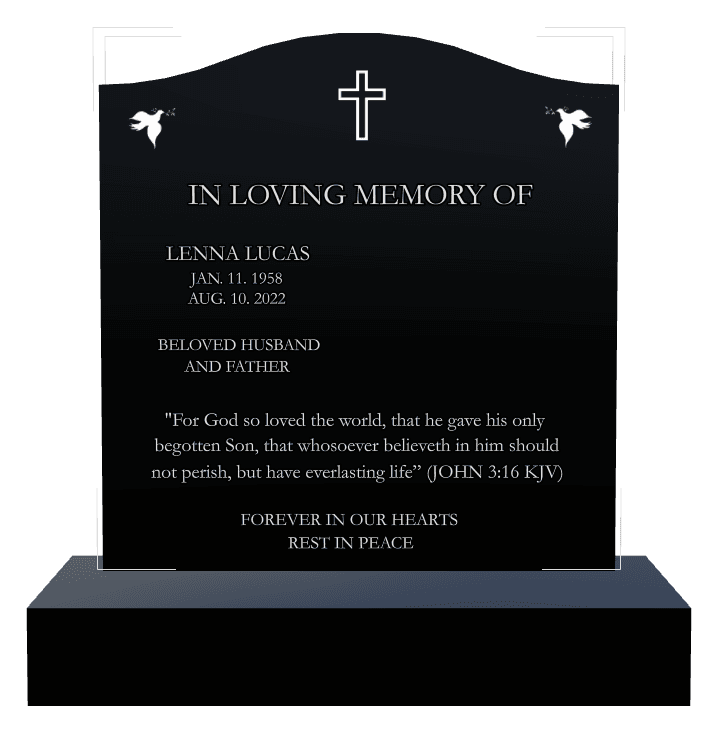 Serpentine Laser-Etched Black Granite Headstone – For God so Loved The World Headstone preview