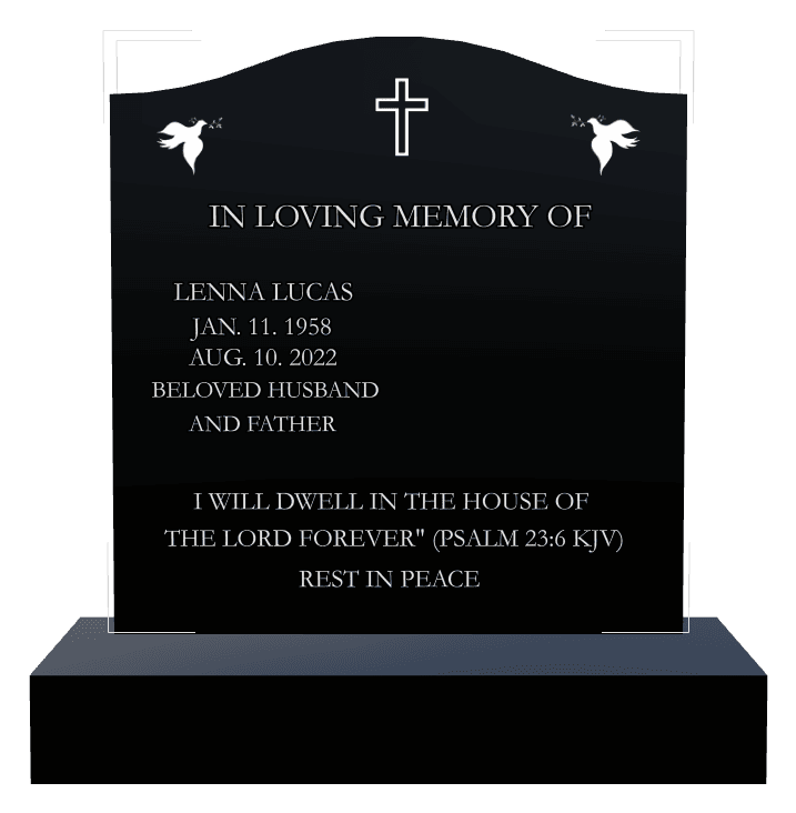 Serpentine Laser-Etched Black Granite Headstone – I Will Dwell in The House of The Lord Forever preview