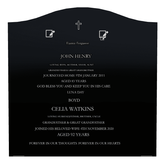 Serpentine Laser-Etched Black Granite Headstone – Loving Husband preview
