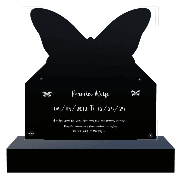 Laser-Etched Black Granite Headstone – Butterflies preview