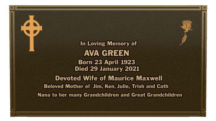 Rectangle (landscape) Bronze Plaque – cross preview