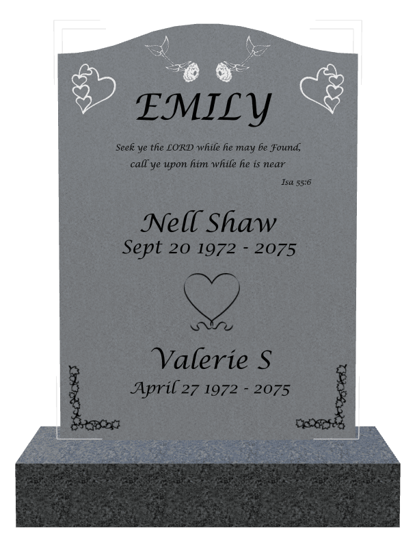 Serpentine Traditional Engraved Headstone – Flower Heart preview