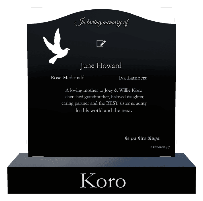 Serpentine Laser-Etched Black Granite Headstone – Loving Mother Headstone preview