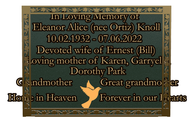 Rectangle (landscape) Bronze Plaque – dove preview