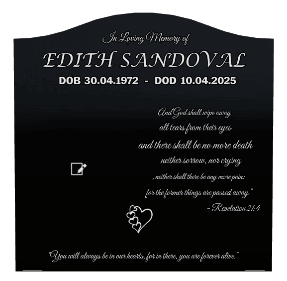 Serpentine Laser-Etched Black Granite Headstone – And God Shall Wipe Away All Tears From Their Eyes preview