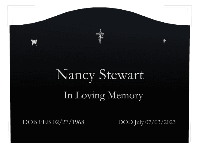Serpentine Laser-Etched Black Granite Headstone – In Loving Memory preview