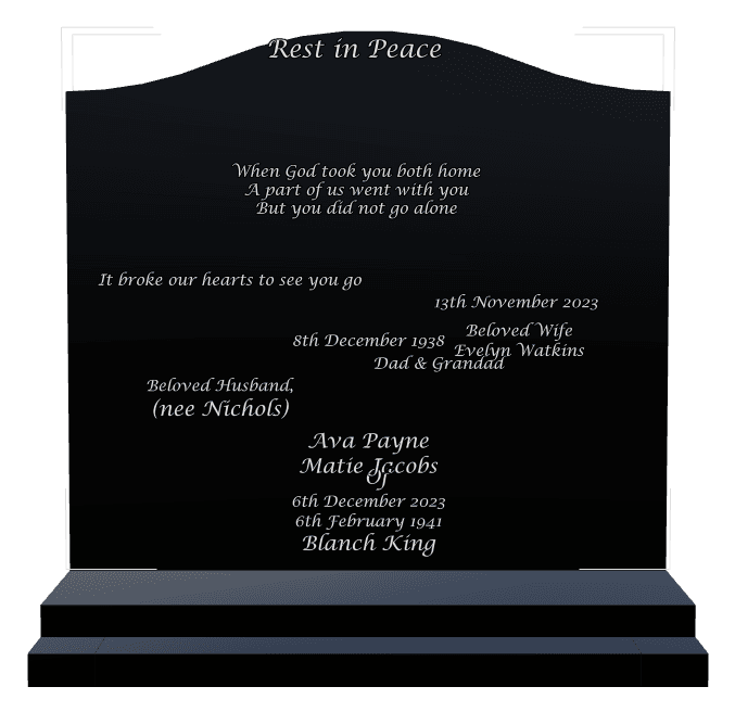 Serpentine Laser-Etched Black Granite Headstone – Precious Memories preview