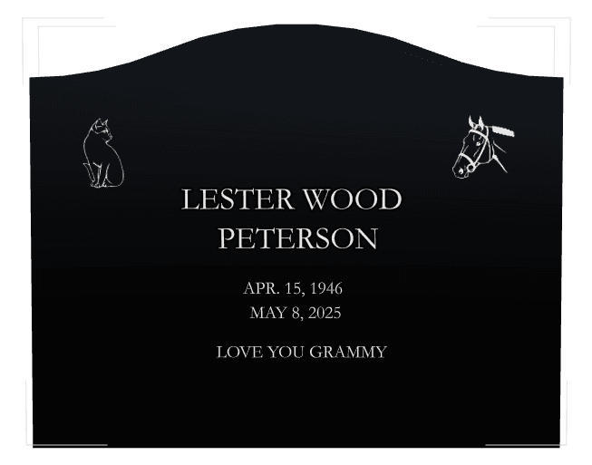 Serpentine Laser-Etched Black Granite Headstone – Cat Horse preview