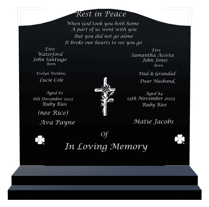 Serpentine Laser-Etched Black Granite Headstone – Rest in Peace preview
