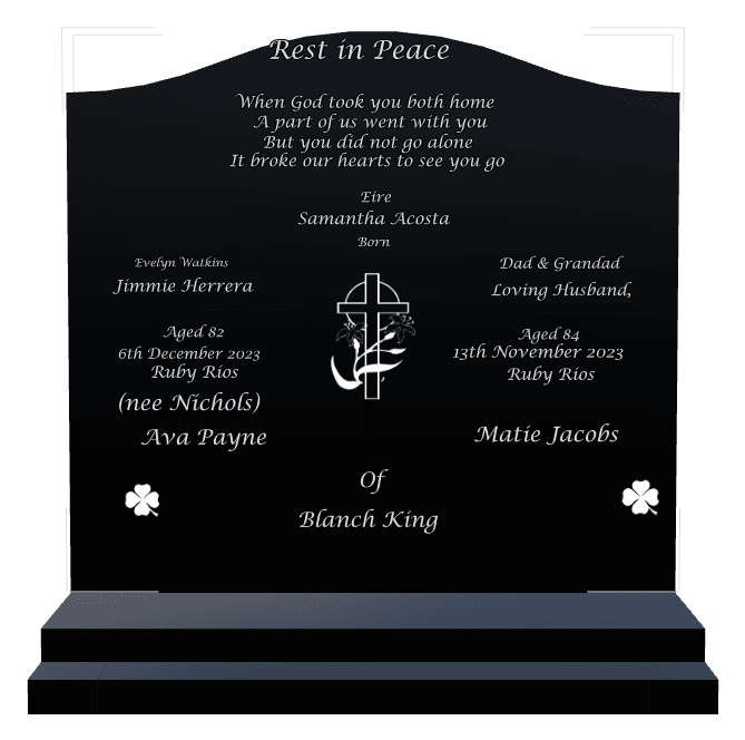 Serpentine Laser-Etched Black Granite Headstone – Loving Husband preview