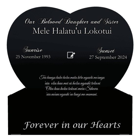 Heart Laser-Etched Black Granite Headstone – Daughter Memorial preview