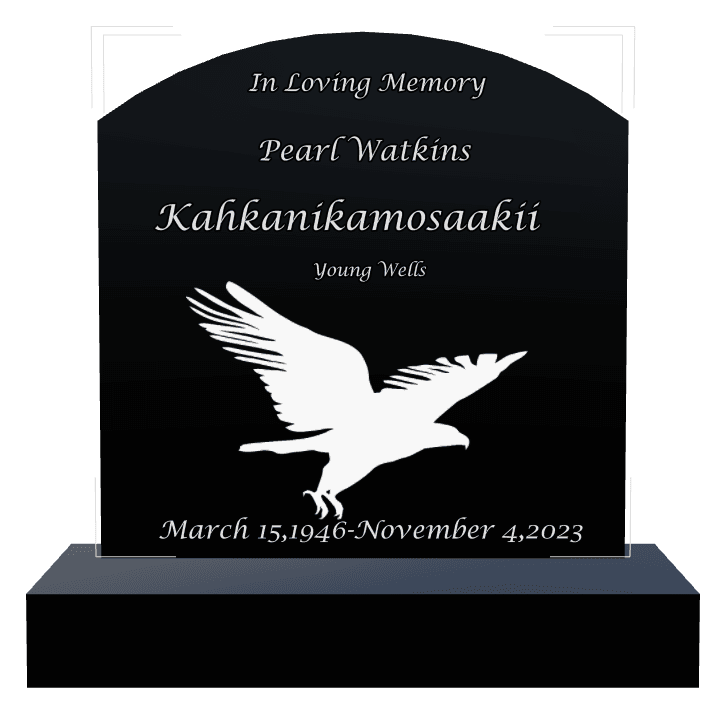 Curved Top Laser-Etched Black Granite Headstone – In Loving Memory preview