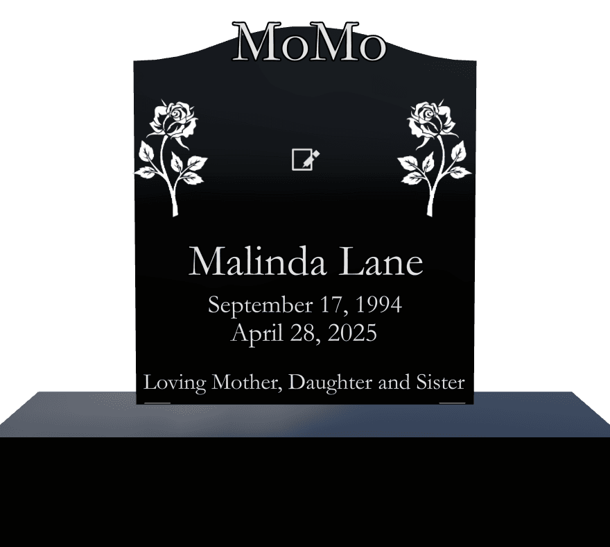 Serpentine Laser-Etched Black Granite Headstone – Loving Mother preview