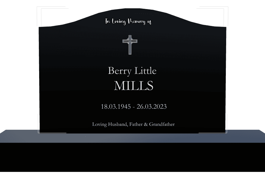 Serpentine Laser-Etched Black Granite Headstone – Loving Husband preview