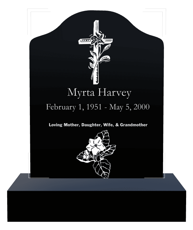 Laser-Etched Black Granite Headstone – Loving Mother preview