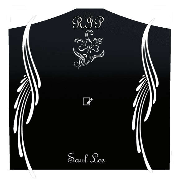 Cropped Peak Laser-Etched Black Granite Headstone – Flower Headstone preview