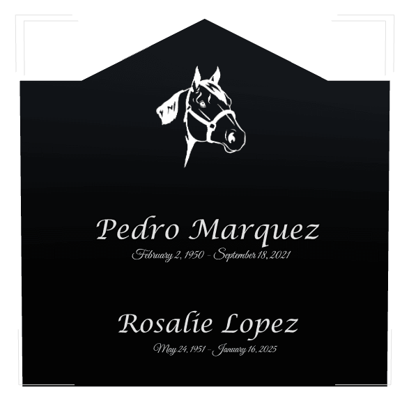 Gable Laser-Etched Black Granite Headstone – Horse preview