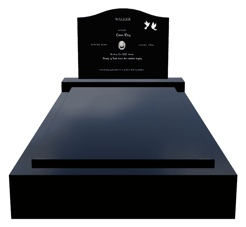 Serpentine Laser-Etched Black Granite Monument – Birds Dove Monument preview