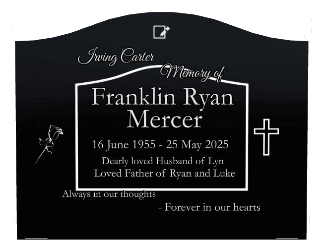 Serpentine Laser-Etched Black Granite Headstone – Forever in Our Hearts preview